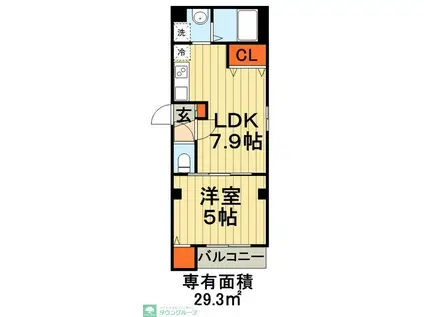 SOL LEVANTE(1DK/3階)の間取り写真