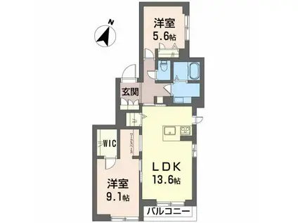 シャーメゾン上所 201(2LDK/2階)の間取り写真