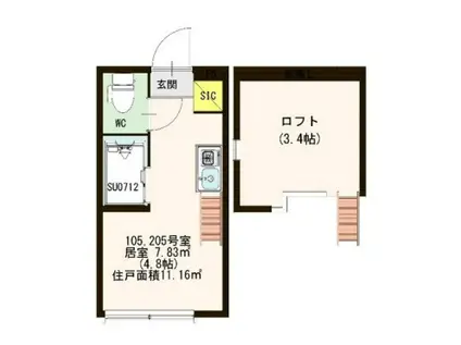 ハーモニーテラス高円寺南II(ワンルーム/1階)の間取り写真