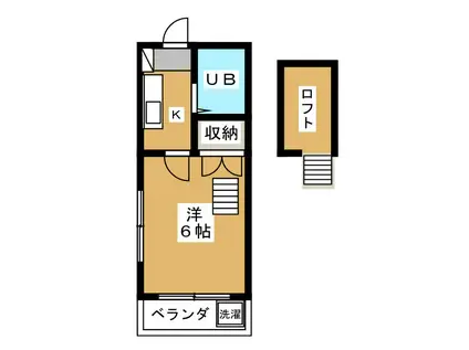 ステップ日野(1K/2階)の間取り写真
