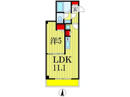 レオール新千葉(1LDK/3階)の間取り写真