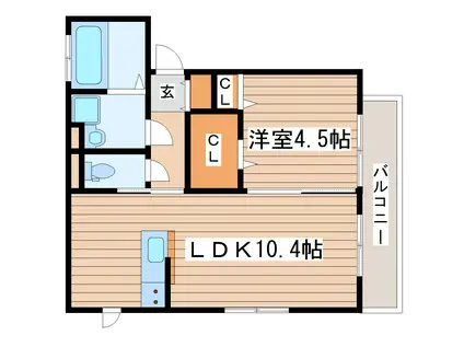 D-ROOMプレミオ木町(1LDK/1階)の間取り写真