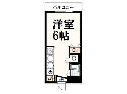 エーリフローレンスB(1K/2階)の間取り写真