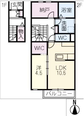 JUSTE PAIX SATO(1SLDK/2階)の間取り写真
