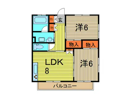 フローラハイム(2DK/2階)の間取り写真