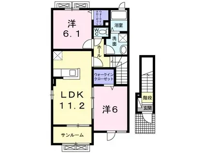 ベルフィオーレII(2LDK/2階)の間取り写真