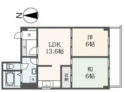 ツインヒルズA(2LDK/5階)の間取り写真