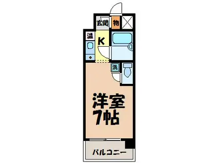 ダイアパレス新出来(1K/6階)の間取り写真