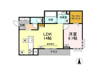 セレスティア開成 A棟(1LDK/1階)の間取り写真