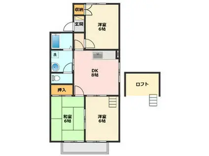 ラポールおおい A棟(3DK/2階)の間取り写真