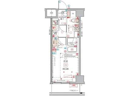 クレヴィスタ武蔵中原(1K/6階)の間取り写真