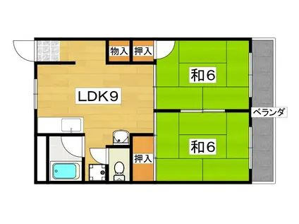 富士コーポラス(2DK/4階)の間取り写真