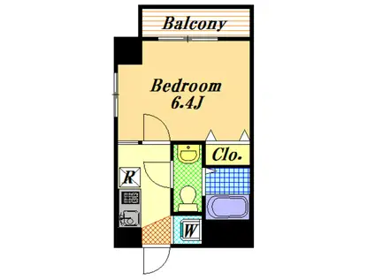 U-BIGヒルズ(1K/2階)の間取り写真