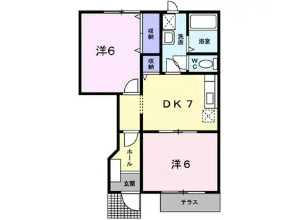 グリーンコーポA(2DK/1階)の間取り写真
