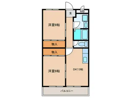 ビストロ・ド・タカキ(2DK/3階)の間取り写真