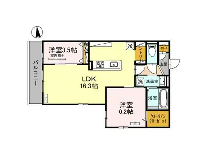 モンテゾーロ西田辺(2LDK/2階)の間取り写真