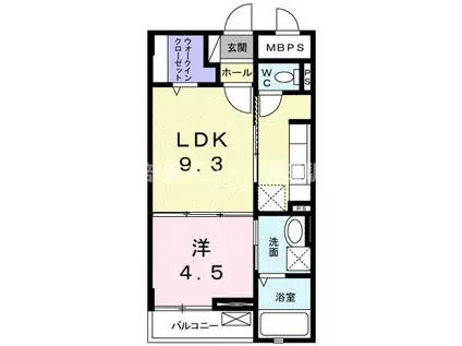 アヴニール・サード(1LDK/2階)の間取り写真