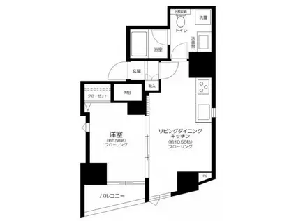 ガリシアレジデンス広尾(1LDK/11階)の間取り写真