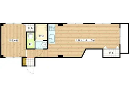 Yビル(1LDK/4階)の間取り写真