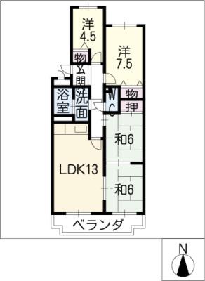 グランドハイツ原A棟(4LDK/1階)の間取り写真