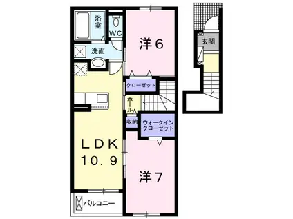 サンクレアIII(2LDK/2階)の間取り写真
