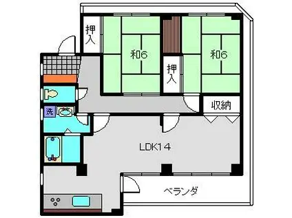 真鍋ビル(2LDK/4階)の間取り写真