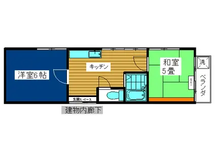 貸コーポ 1R 池上2丁目(2K/2階)の間取り写真