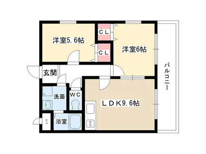 サンアペックス西城(2LDK/5階)の間取り写真