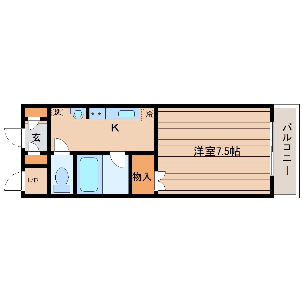 エクセラ子平町(1K/1階)の間取り写真