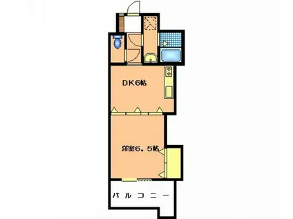 ウエストキャッスル館(1DK/2階)の間取り写真