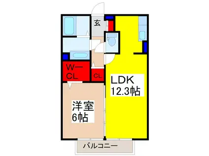 プランドール清水(1LDK/2階)の間取り写真