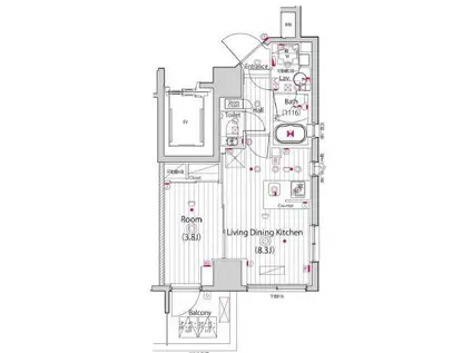ガーラ・クレスタ横濱関内(1K/9階)の間取り写真