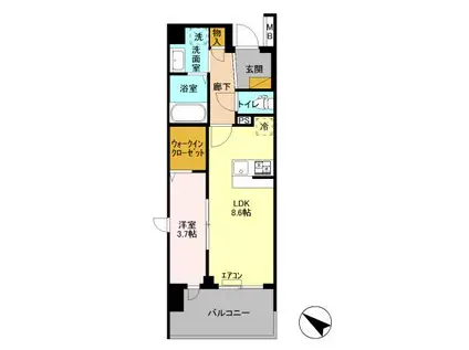 DEARESTIII(1LDK/6階)の間取り写真