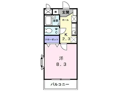 オーシャン・ヴィラ(1K/2階)の間取り写真