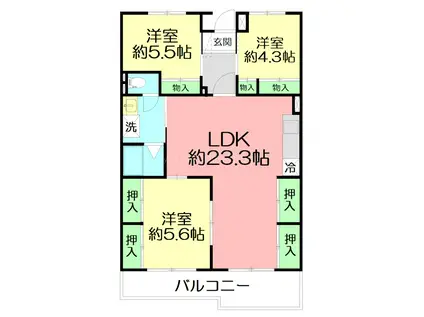 ゴテンハイム(3LDK/3階)の間取り写真