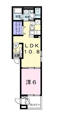 フェリーチェ ファーム(1LDK/2階)の間取り写真