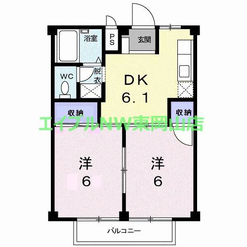 シティハイツ妹尾A(2DK/1階)の間取り写真