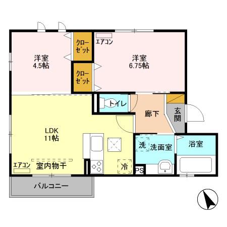 インペリアル(2LDK/1階)の間取り写真