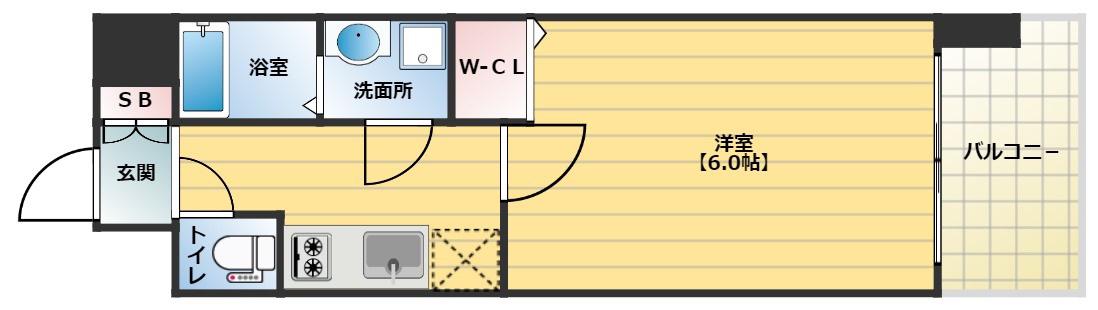 レジュールアッシュ京橋(1K/5階)の間取り写真