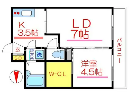 サンライズ南千住(1LDK/2階)の間取り写真