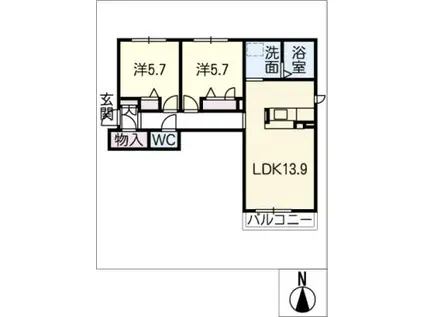 セット トレゾールI棟(2LDK/1階)の間取り写真