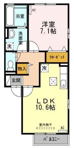 ルミエール・K(1LDK/1階)の間取り写真