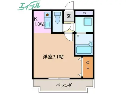 ユーミーマンション加藤A棟(1K/2階)の間取り写真