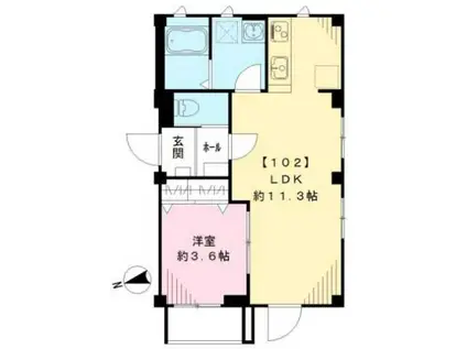 ソアレ祐天寺(1LDK/1階)の間取り写真