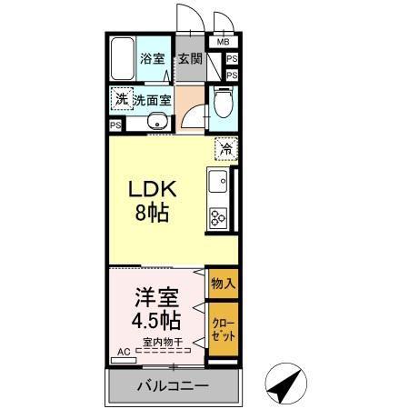 プランドールN II(1LDK/3階)の間取り写真