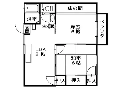 田口ハイツ(2LDK/1階)の間取り写真