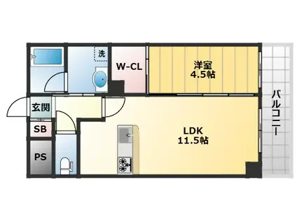 アイワステーションビルV号館(1LDK/4階)の間取り写真