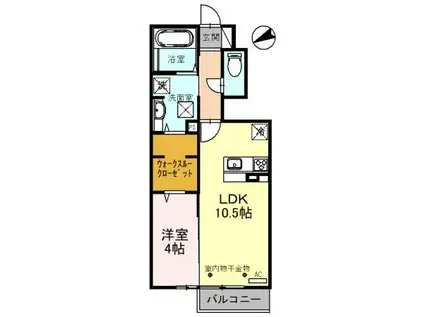 グランドコート東富山(1LDK/1階)の間取り写真