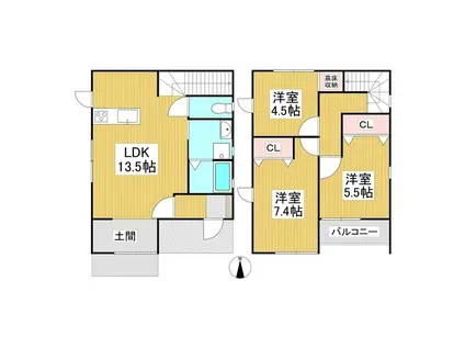 HOPS C(3LDK/1階)の間取り写真