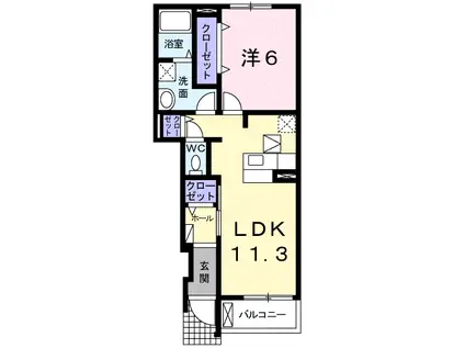 フィオーレII(1LDK/1階)の間取り写真